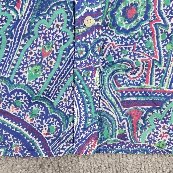Lauren Ralph Lauren 100% Cotton Blue Paisley Button-Up Shirt Boho Office - Picture 5 of 7